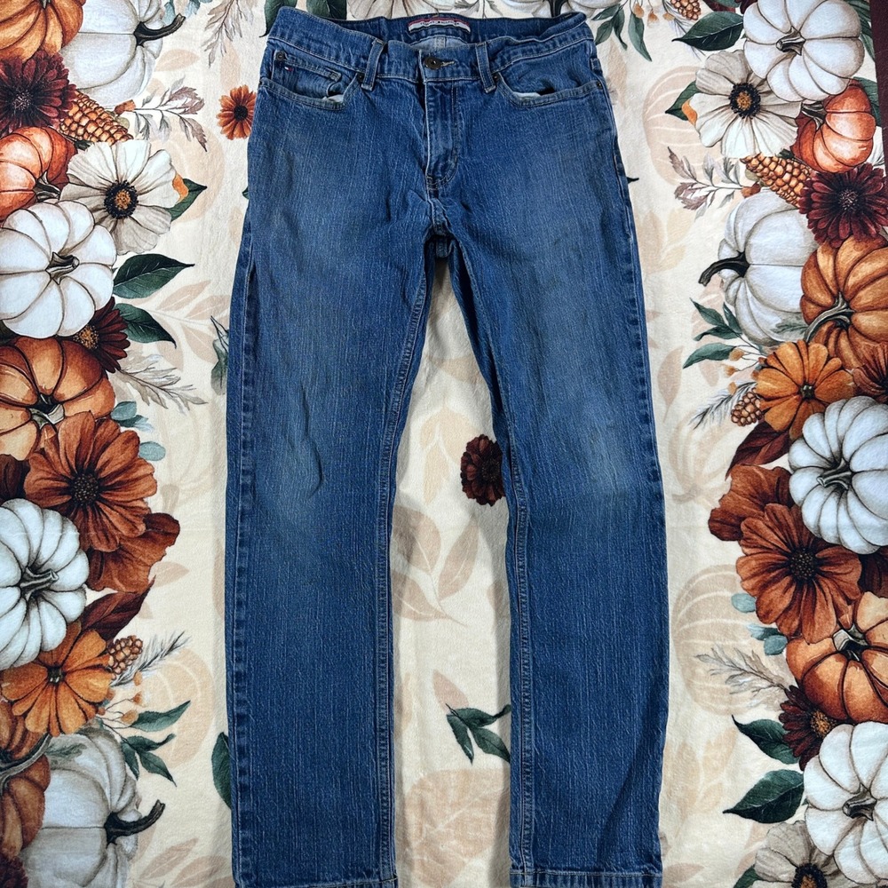 Vintage Y2K Tommy Hilfiger Mens Slim Straight Leg Blue Denim Jeans Size 30x30